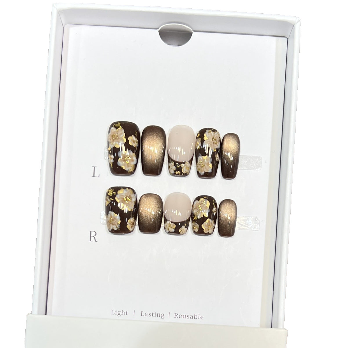 Künstlerisches floral-verziertes Press-On-Nagelset Brehn