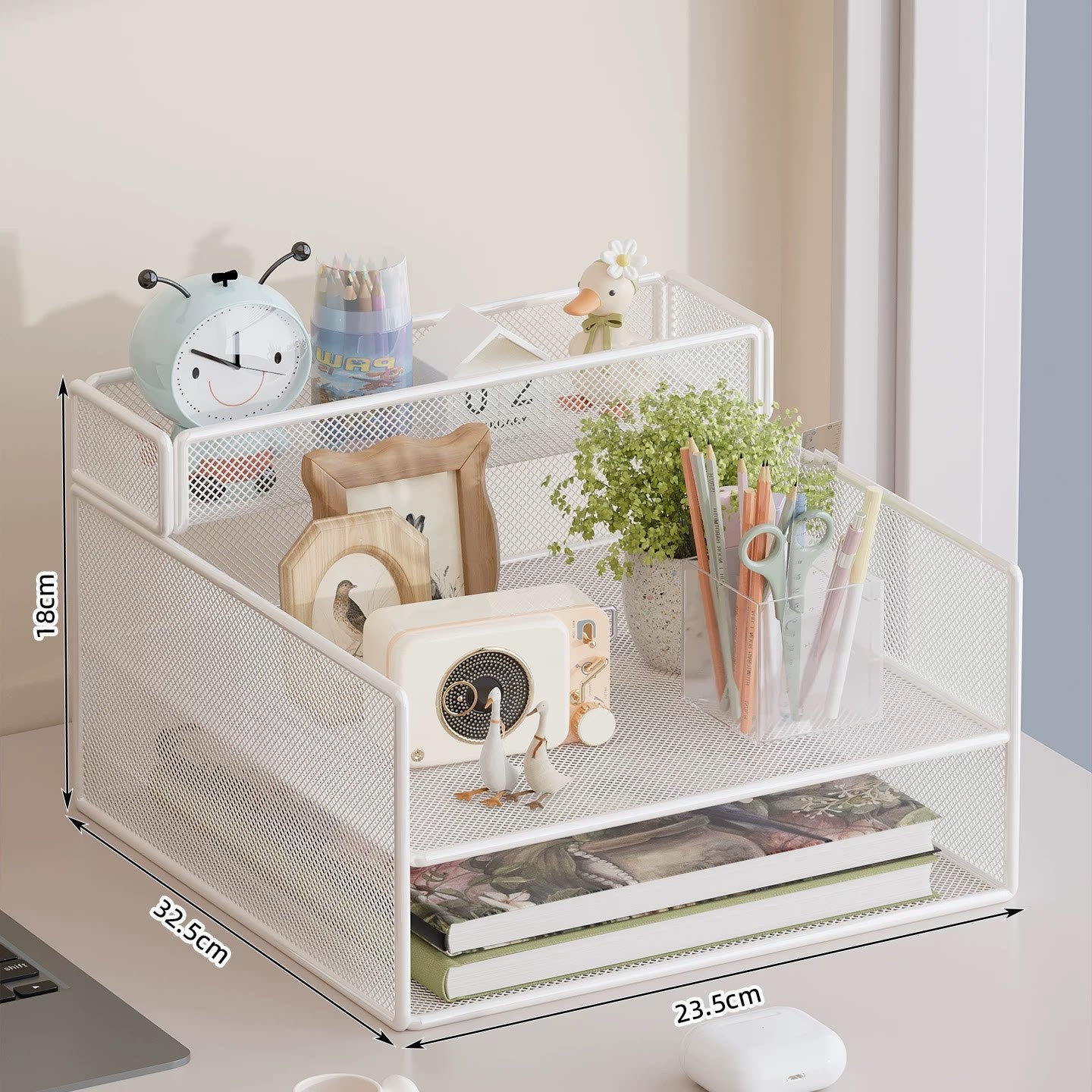 Mehrstufiger Mesh-Desktop-Organizer mit Dokumentenhaltern Brehn
