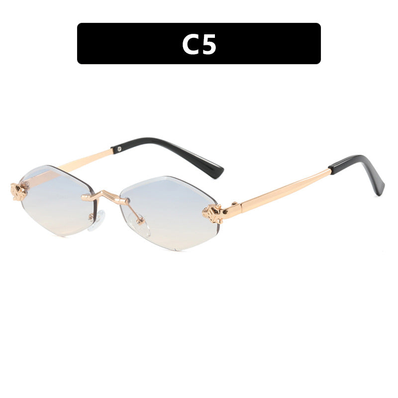 Damen geometrische Sonnenbrille mit doppeltem Metallrahmen und schützenden Gläsern Brehn