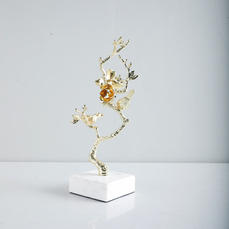 Elegante Vogel- und Blumendekorationsskulptur