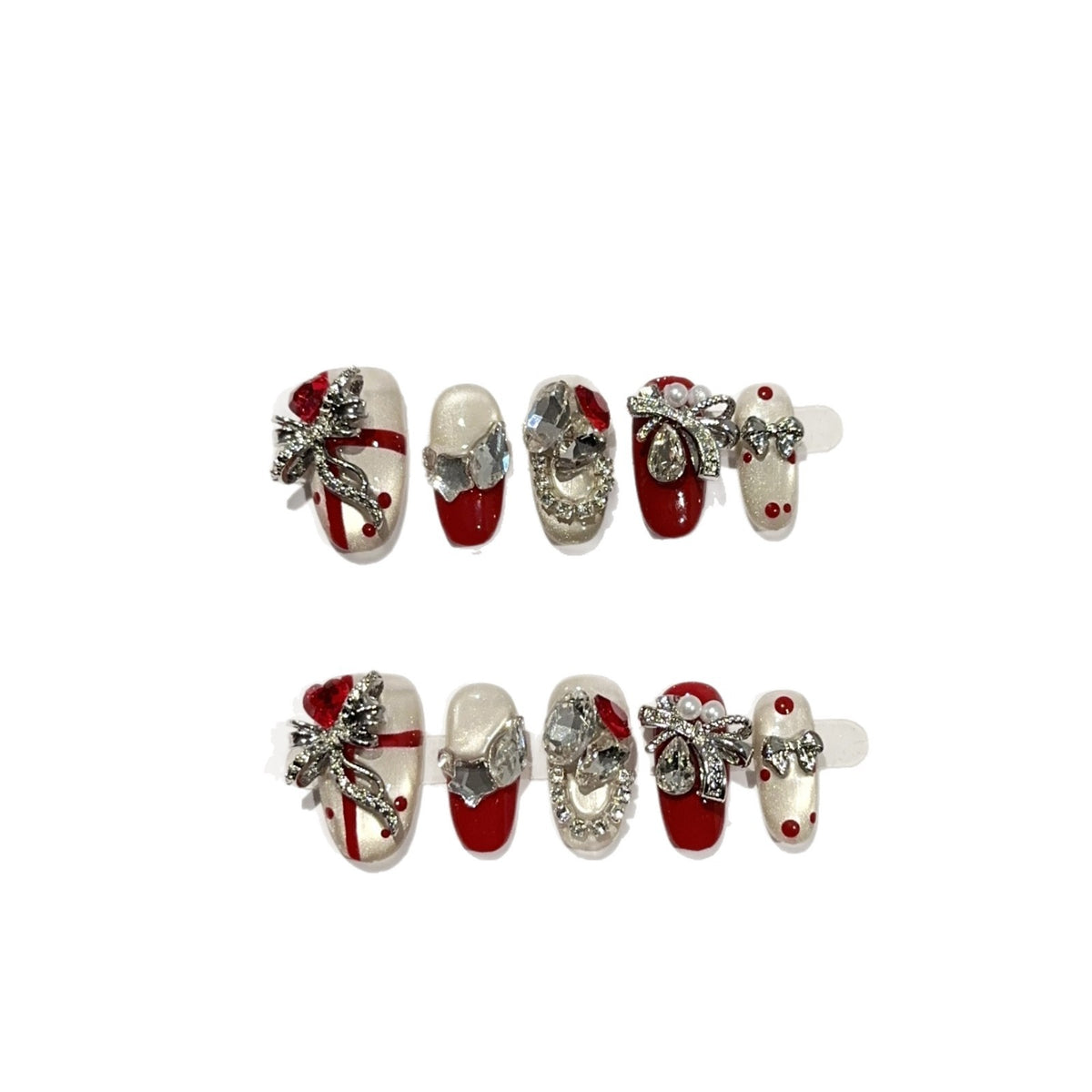 Festliches mit Strass verziertes Press-On-Nagelset
