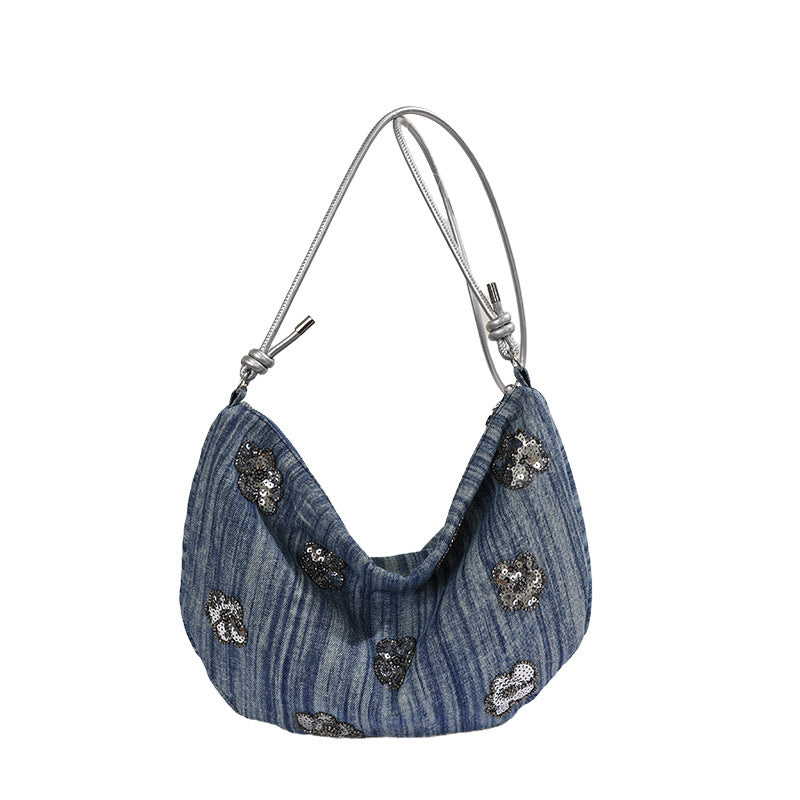 Florale Verzierungen Denim Handtasche Brehn