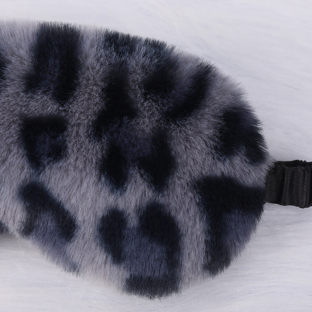 Damen nan luxuriöse Kunstfell Schlafmaske mit Leopardenmuster, extra weicher Polsterung und elastischem Komfortband Brehn