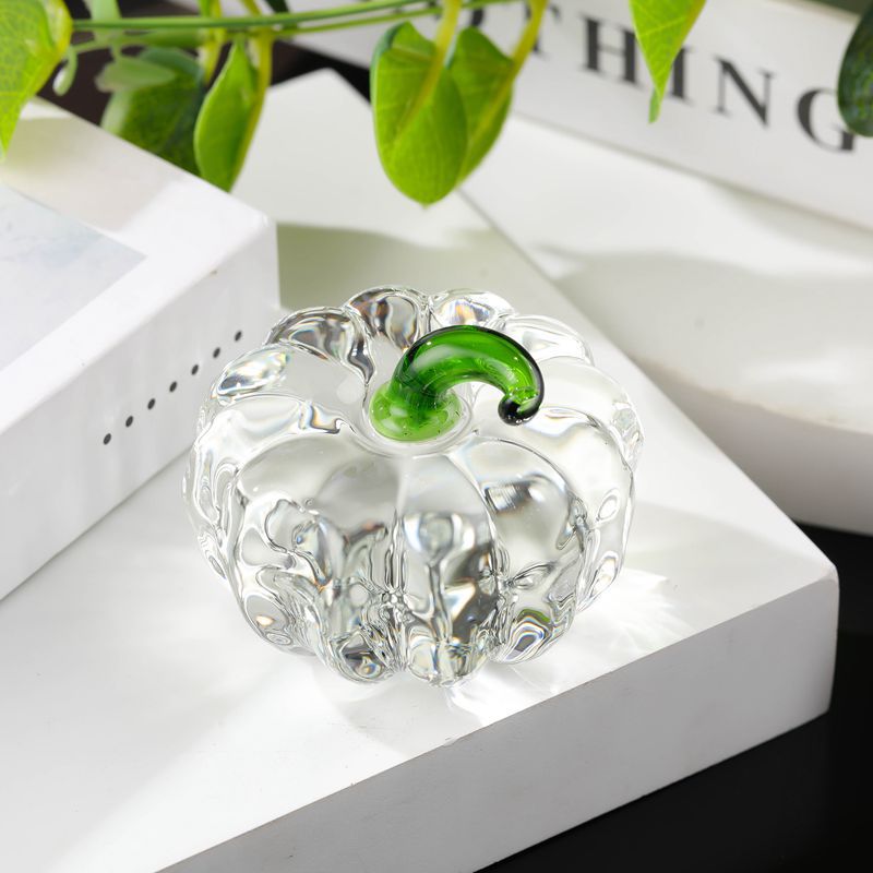 Handgeblasene Glas-Kürbis Dekofigur mit geschwungenem Stiel