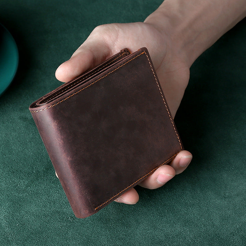 Premium Leder Bi-Fold Münz Brieftasche