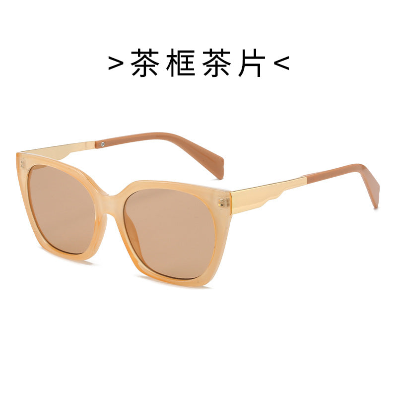 Damen Oversized-Sonnenbrille mit elegantem transparentem Rahmen und goldenen Akzenten Brehn