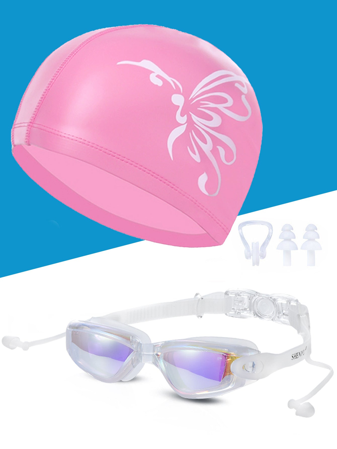 Schwimmset mit Komfort-Schwimmbrille und Trendiger Schwimmhaube Brehn