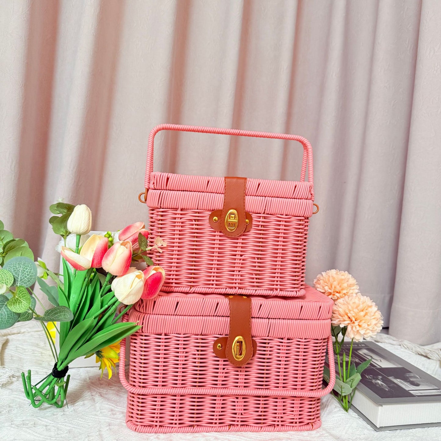 Damen Handgefertigter Rattan Picknickkorb Brehn