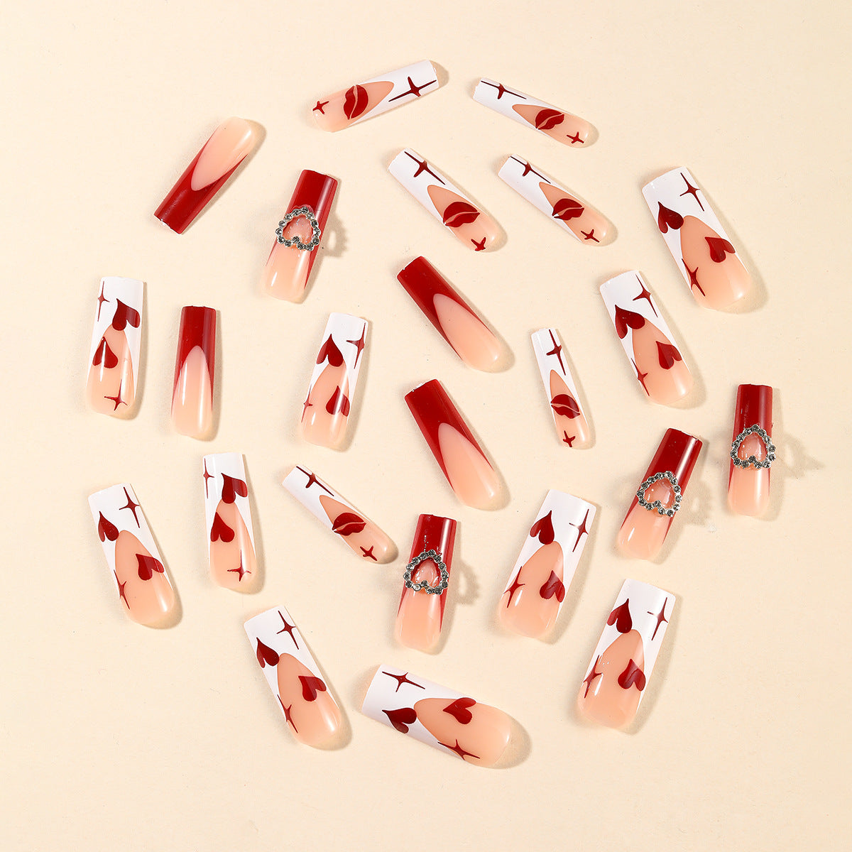Herz-Design Acryl Nagelkunst Extensions Brehn