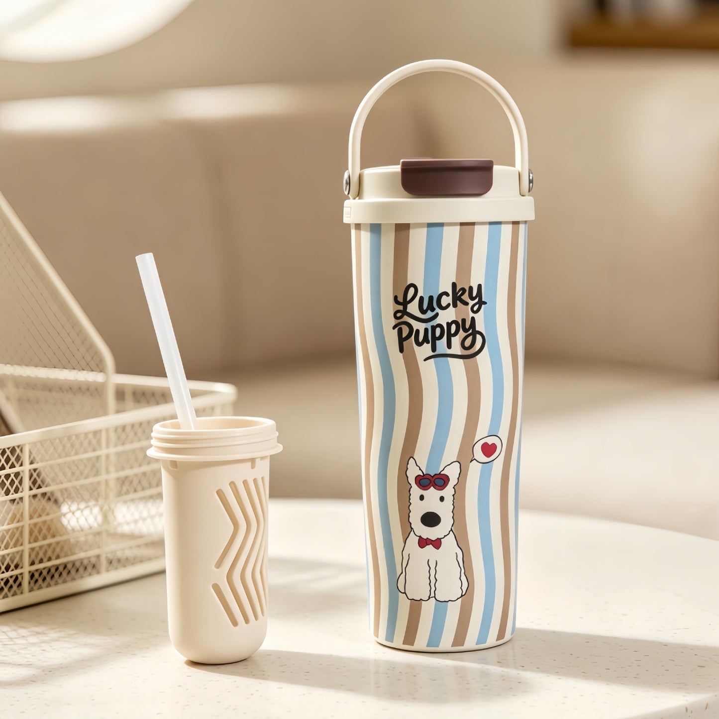 Damen Isolierflasche mit hochwertigem Blumenmotiv Brehn