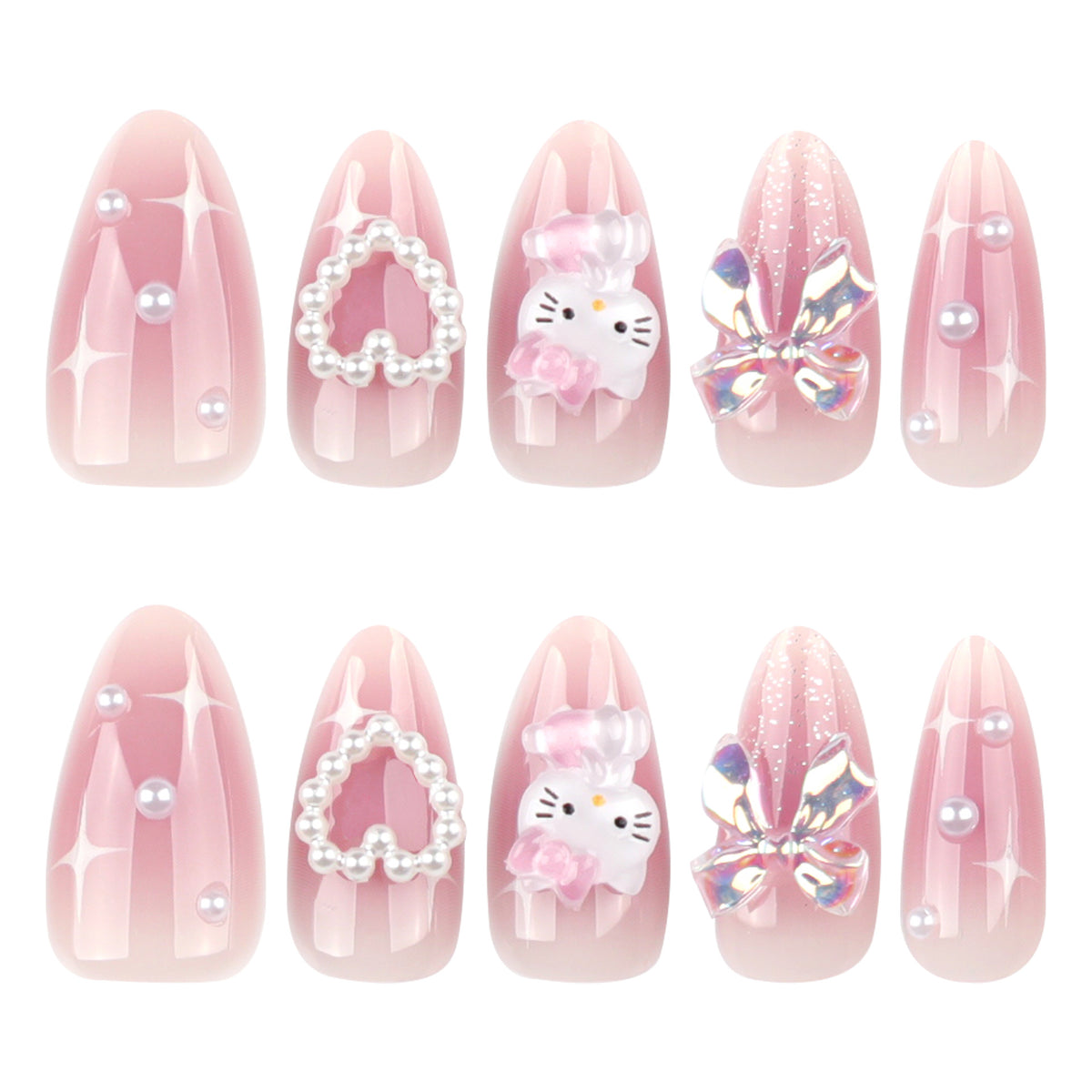 Künstliche Nagelkunst mit verspielten Designs und 3D-Elementen Brehn