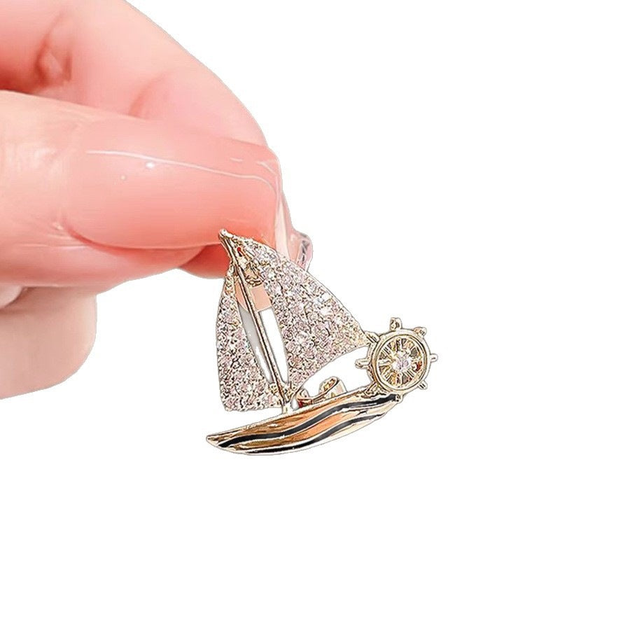 Elegante Segelboot Brosche Brehn