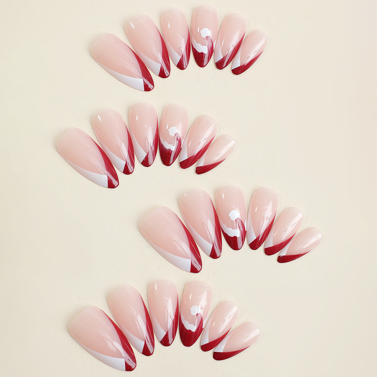 Kunstnagelset mit stilvollem French-Tip-Design und eleganten Farbverläufen Brehn