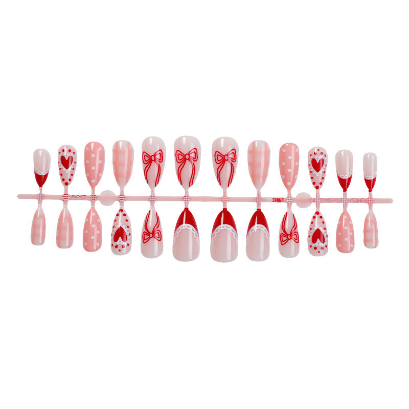 Kreatives Nagelkunst-Set mit romantischen Schleifen-, Herz- und Punkt-Designs Brehn