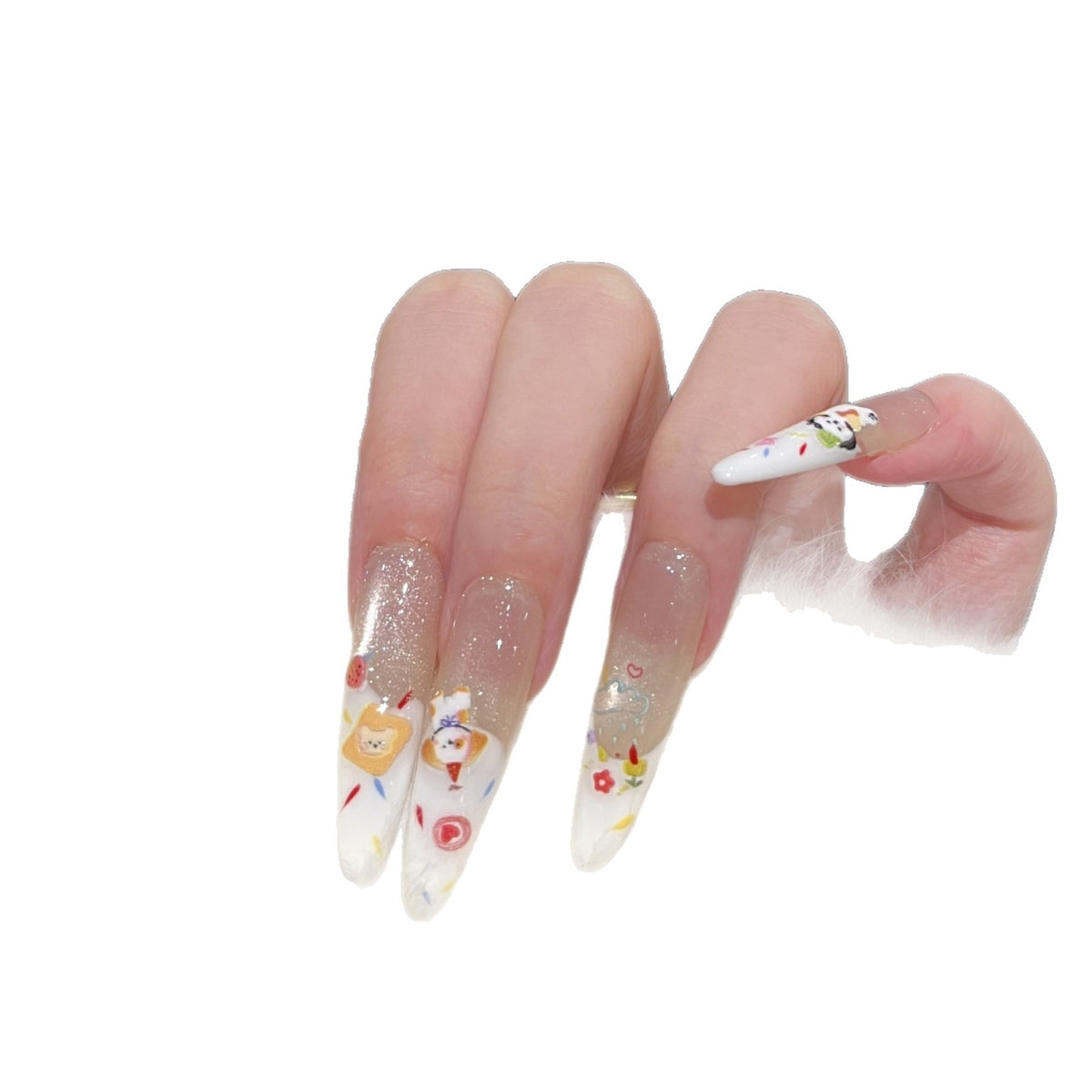 Dekoratives Press-On-Nail-Art-Set mit Glitzerakzenten Brehn