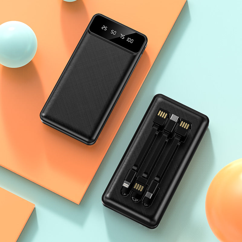Tragbare Powerbank mit integriertem Multikabel und digitaler Ladeanzeige Brehn