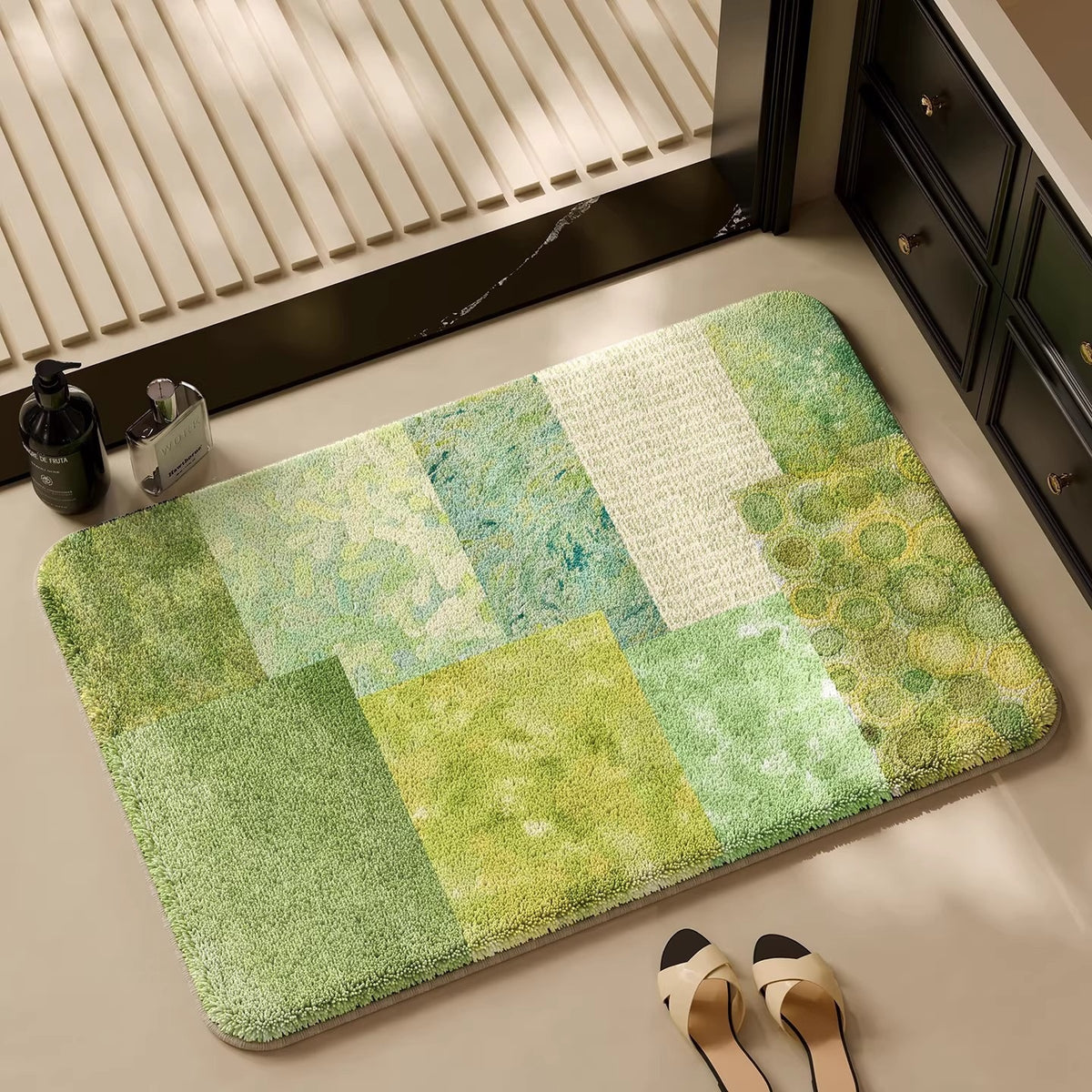 Strukturierte Patchwork-Badmatte