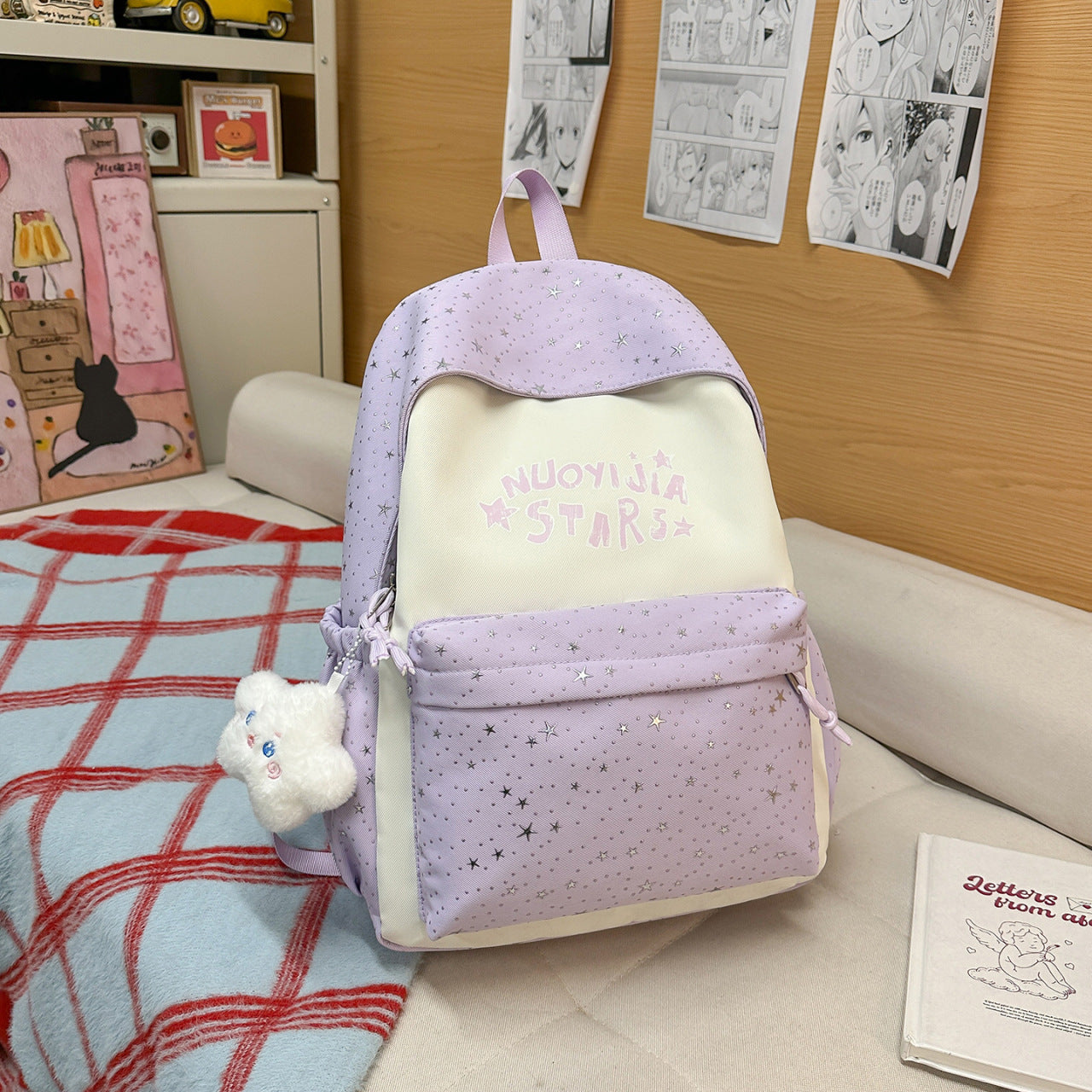 Leichter Schulrucksack mit Sternenmuster