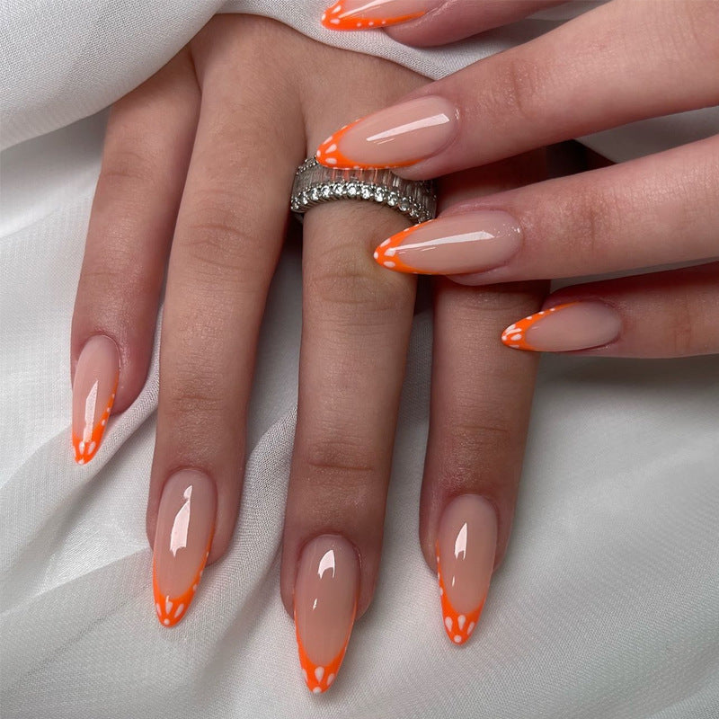Designerin Press-On Nagelset mit Neon Französisch Tipps Brehn