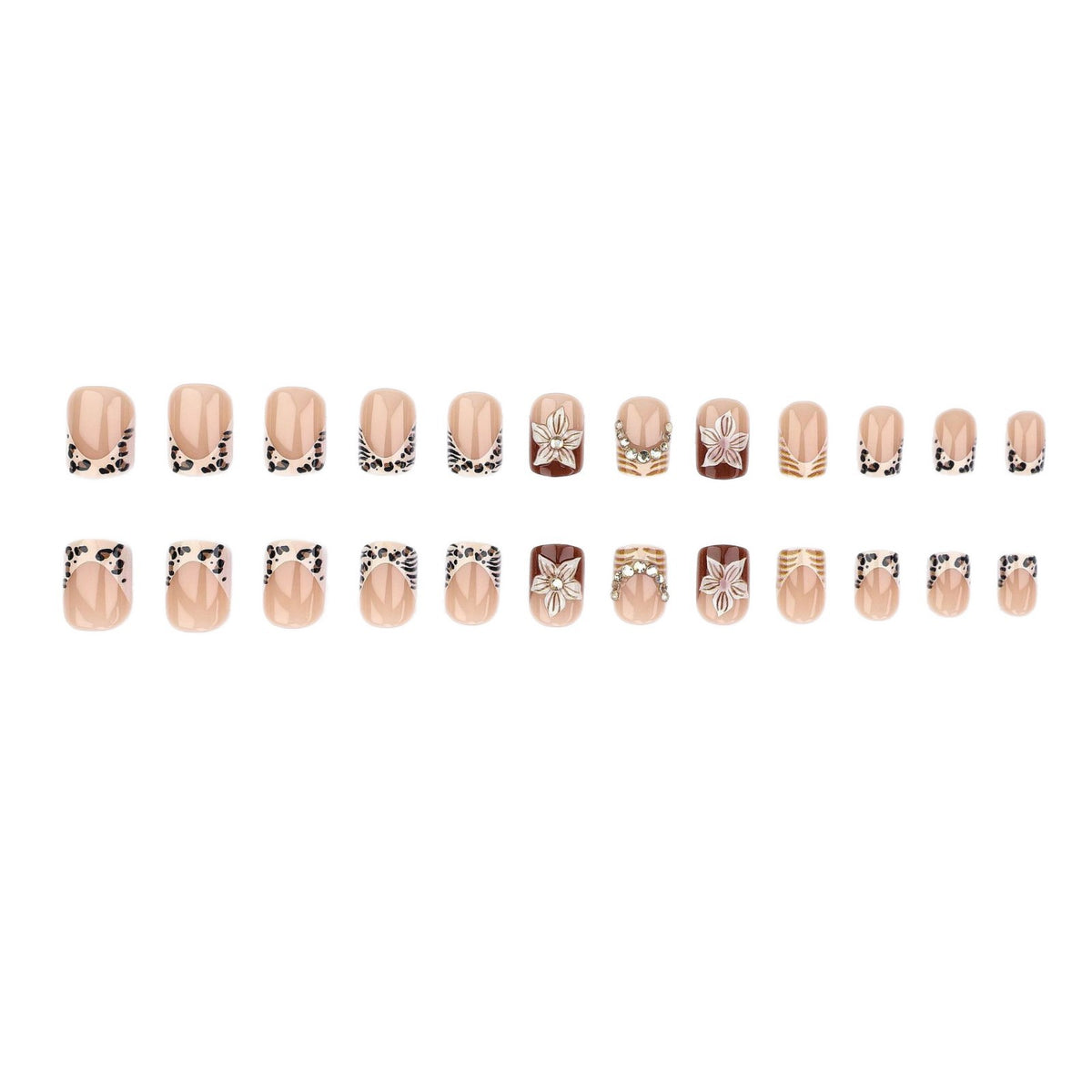 Künstlerisches blumeninspiriertes Press-On-Nagelset Brehn