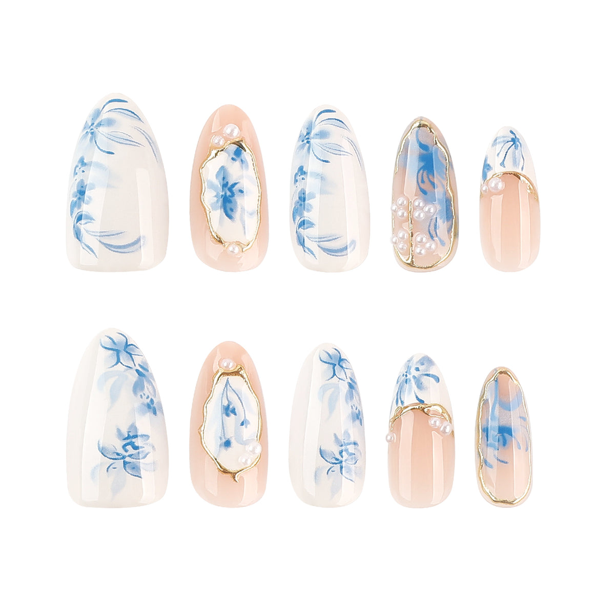 Elegante Künstliche Nagelgestaltung mit floralem Design Brehn