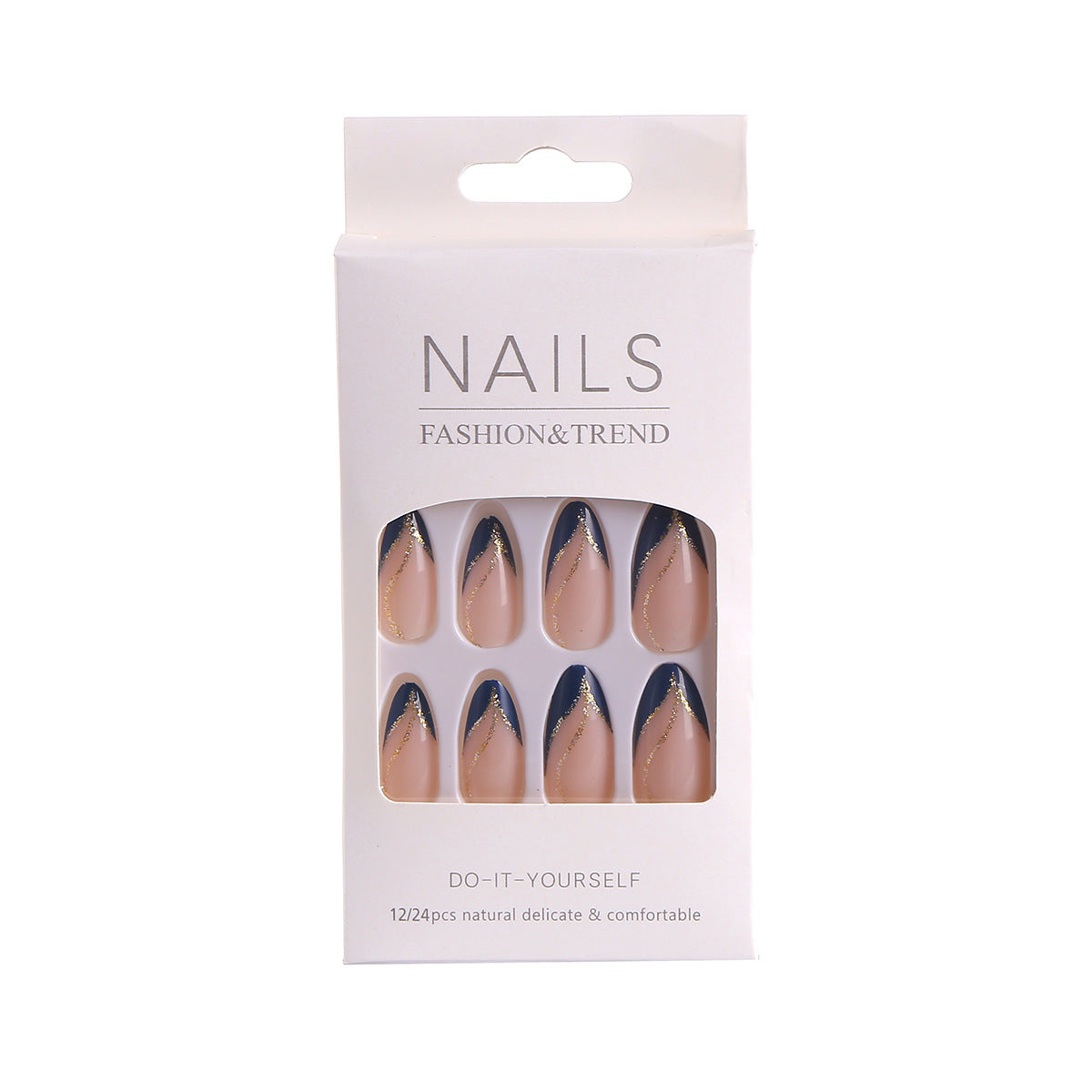 Künstlerisches Nageldesign mit eleganten goldenen Akzenten Brehn