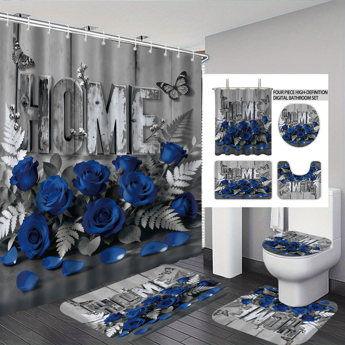 Künstlerisches Floral-Themen Badezimmer-Dekorationsset Brehn