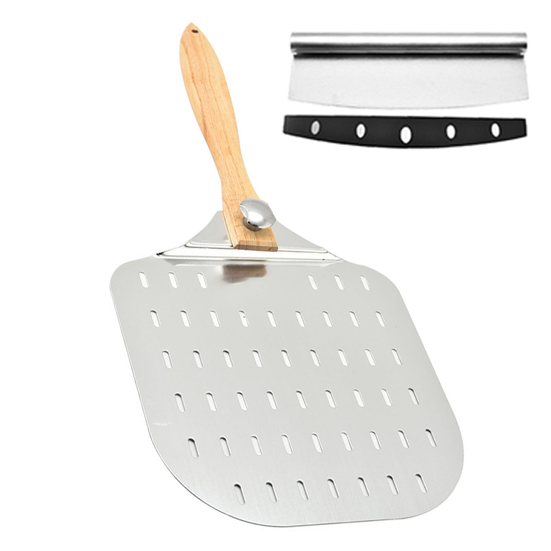 große Edelstahl-Pizzaschaufel mit Holzgriff Brehn