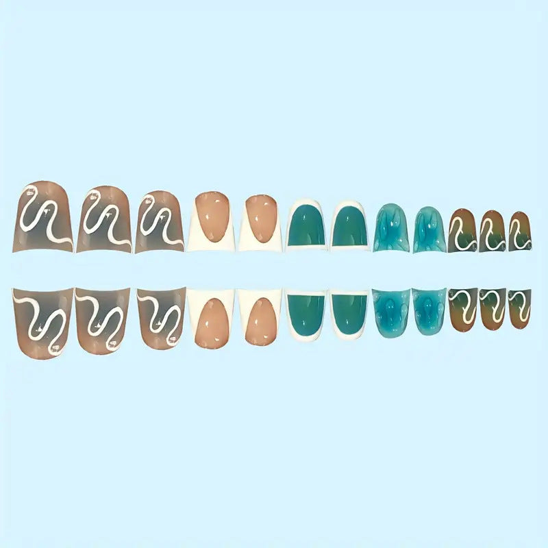 Künstlerisches abstraktes Press-On-Nageldesign Brehn