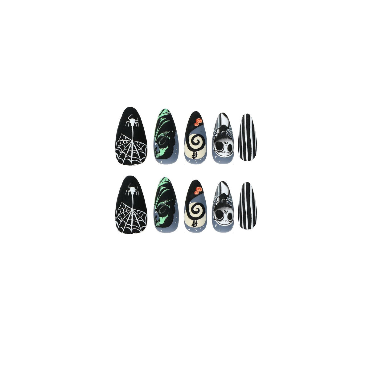 Kunstvolle Halloween Nagelverlängerungen im Gothic-Design Brehn