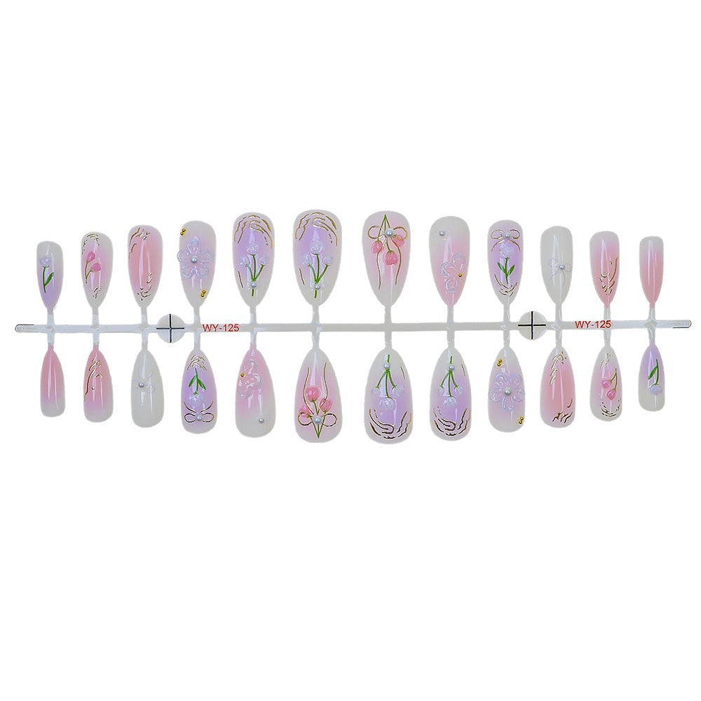 Elegantes Floral-Design Press-On Nagelset Brehn