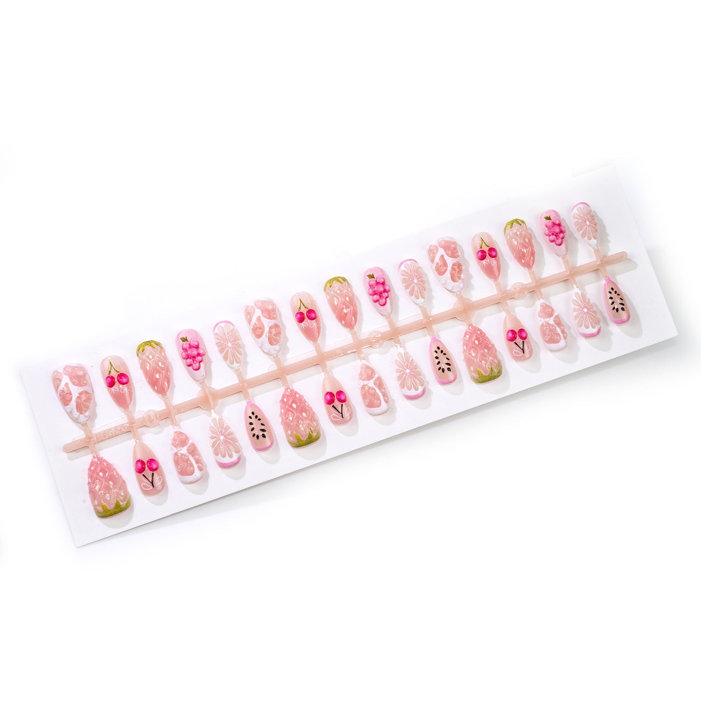Künstlerisches, von Früchten inspiriertes Press-On-Nagelset Brehn