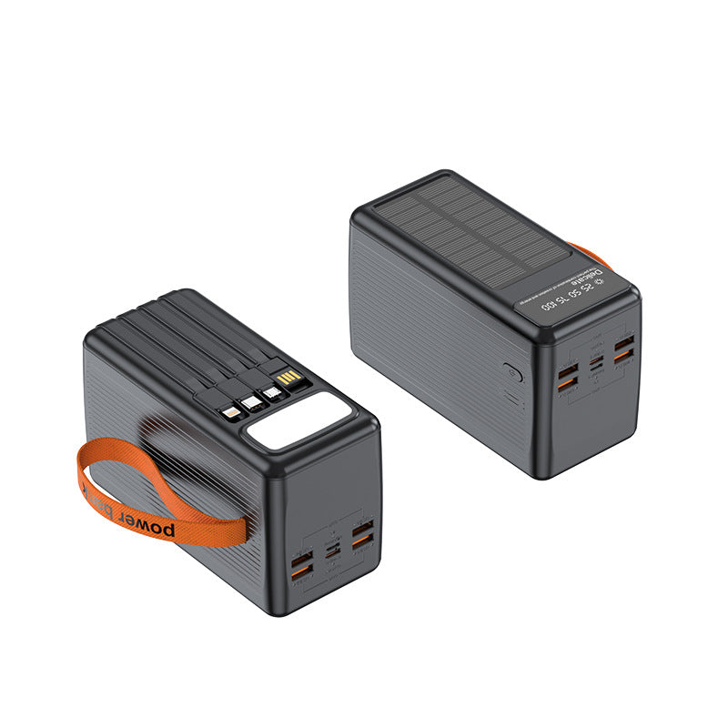 Solar Powerbank mit Integrierten Ladekabeln und Digitaler Anzeige Brehn