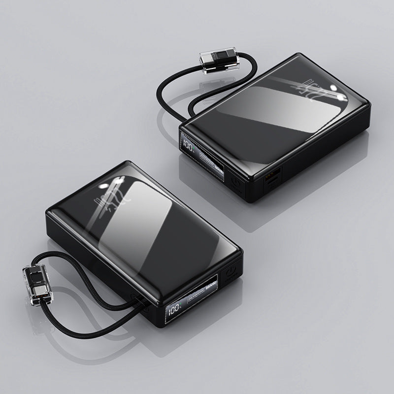 kompakte Powerbank mit integriertem Kabel und digitaler Ladeanzeige Brehn