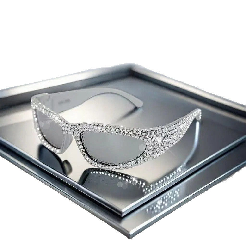 Damen Glitzernde Sonnenbrille mit funkelndem Kristallrahmen Brehn