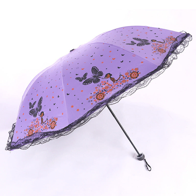 Damen Sonnenschutzschirm mit romantischem Schmetterlingsdesign Brehn
