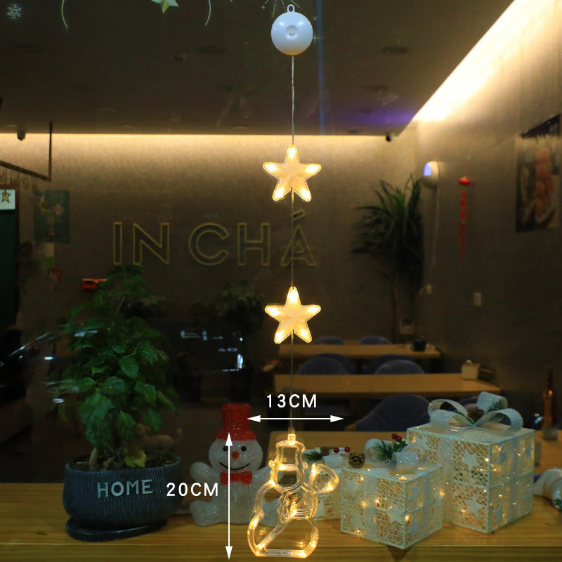 Brehn | Weihnachten 3teilig LED Lichtstern Hängend Baum Saugnapf Fenster Ornamente