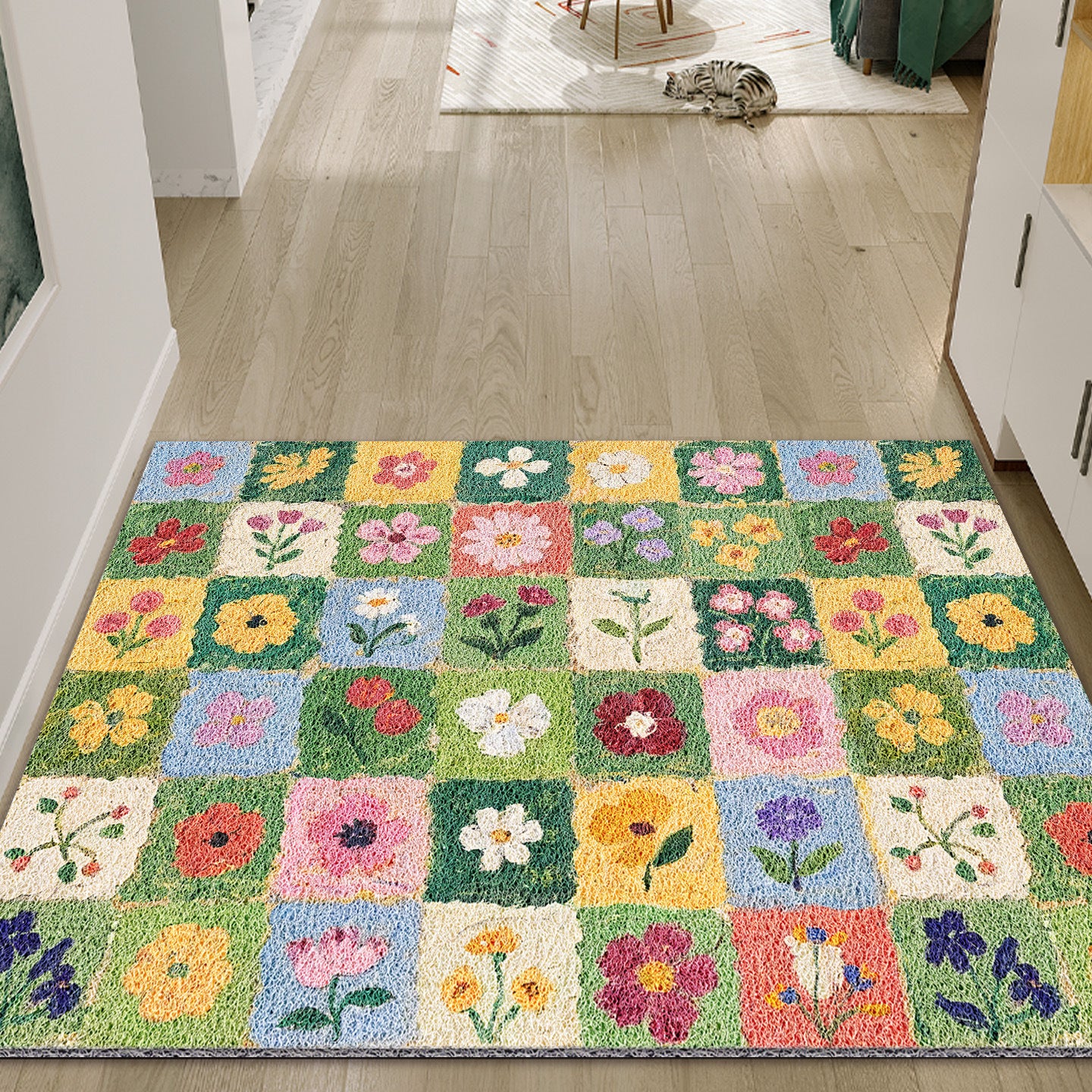 Buntes Florales Patchwork-Teppich Brehn
