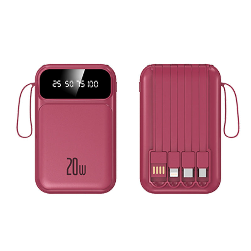 Tragbare Powerbank mit integriertem multifunktionalen Ladekabel und digitaler Anzeige Brehn