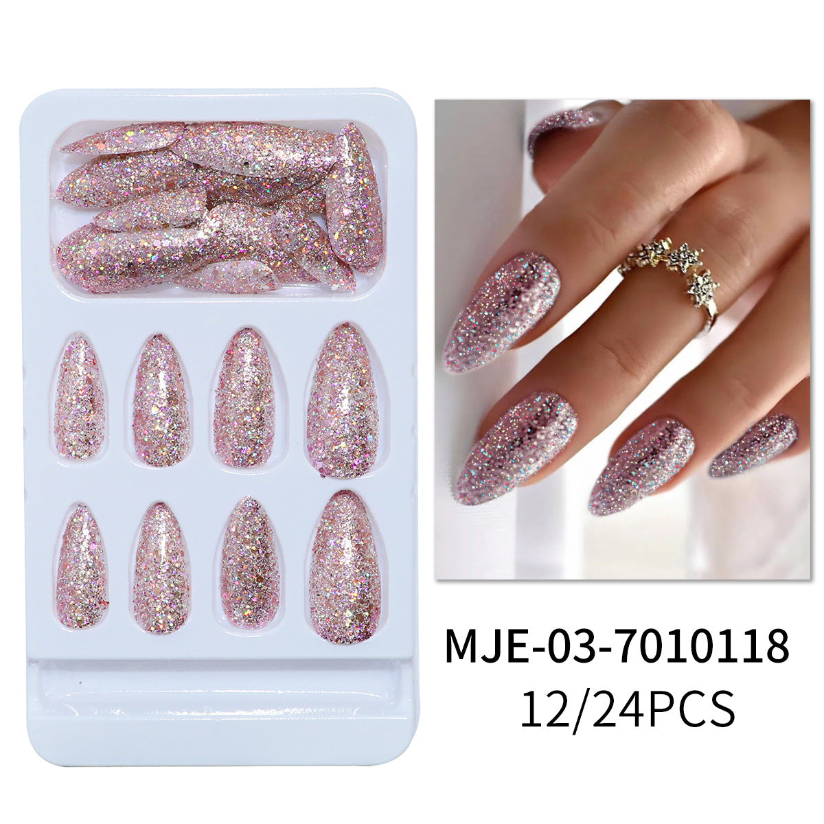 Glitzerndes Stiletto Press-On Nagel Set Brehn