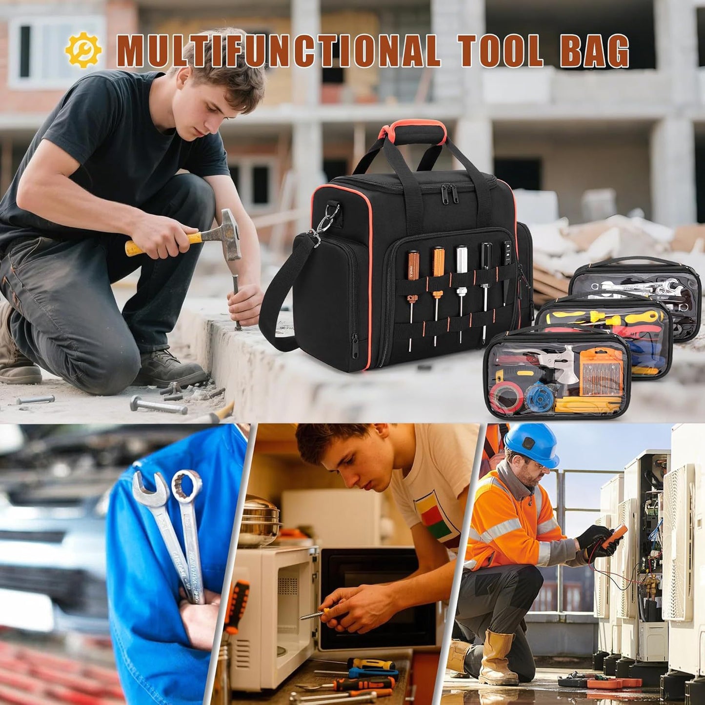 Multifunktionale Werkzeugtasche mit Durchsichtigen Fächern Brehn