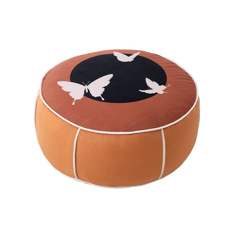 runder Bodensitzpouf mit Schmetterlingsmotiv und robustem Canvasbezug Brehn