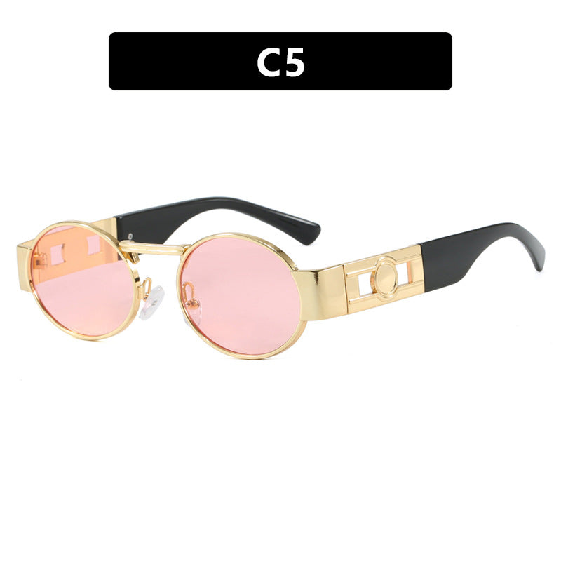 Damen runde Sonnenbrille mit modischem Metallrahmen und UV-Schutz Brehn