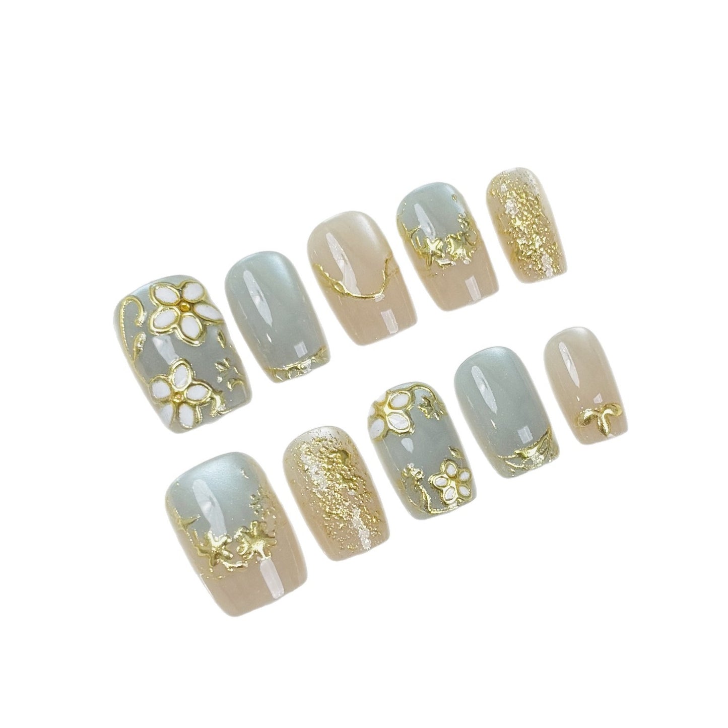 Blumenmuster Press-On Nagelset Brehn