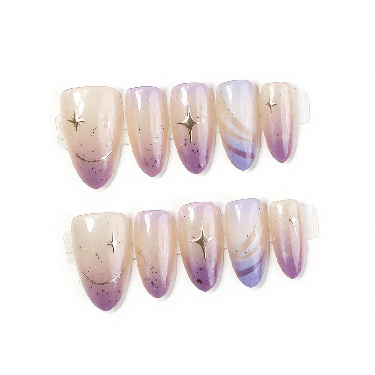Künstlerisches Ombre Press-On Nagelset Brehn