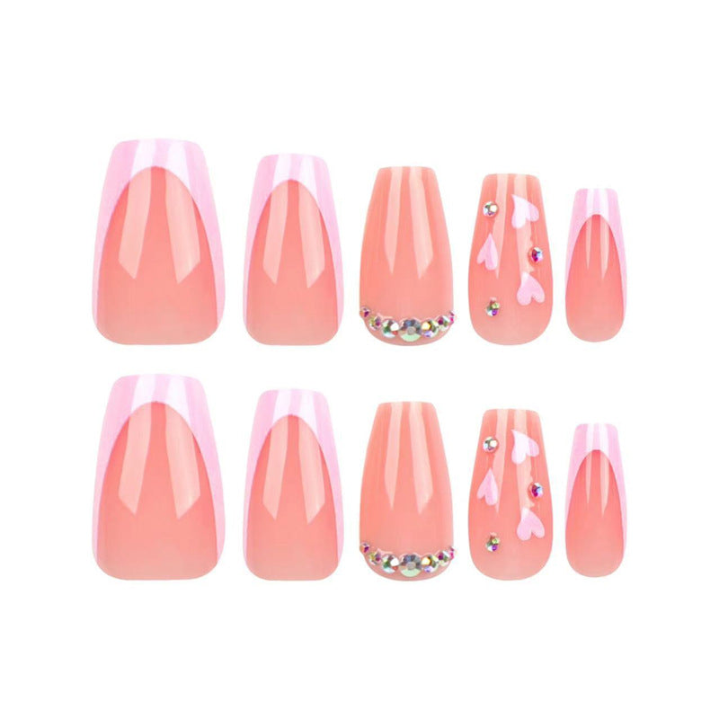 Elegantes Lang Press-On Nagelset mit Strass-Akzenten Brehn