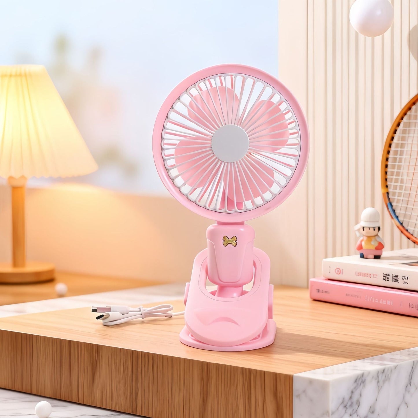Tragbarer USB Tischventilator für Frauen mit flexiblem Klemm-System Brehn