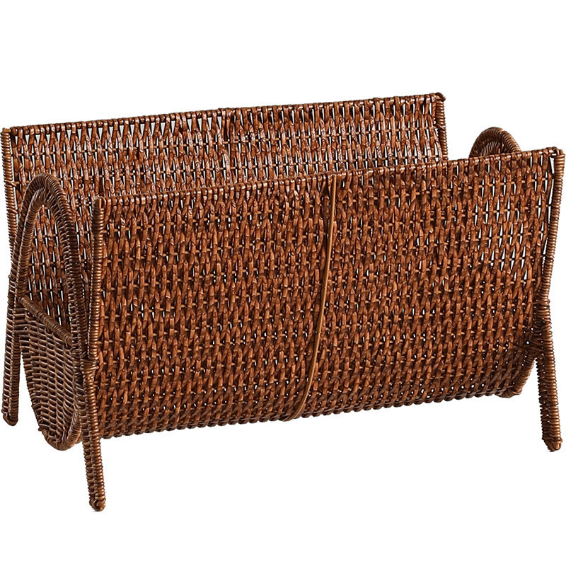 Unisex Rechteckiger Zeitschriftenkorb aus handgewebtem Rattan Brehn
