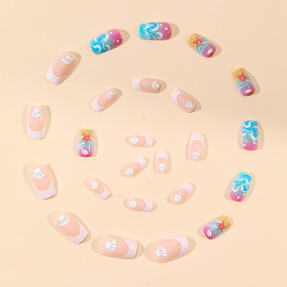 Beach-Inspired 3D Nagelkunst Set Brehn