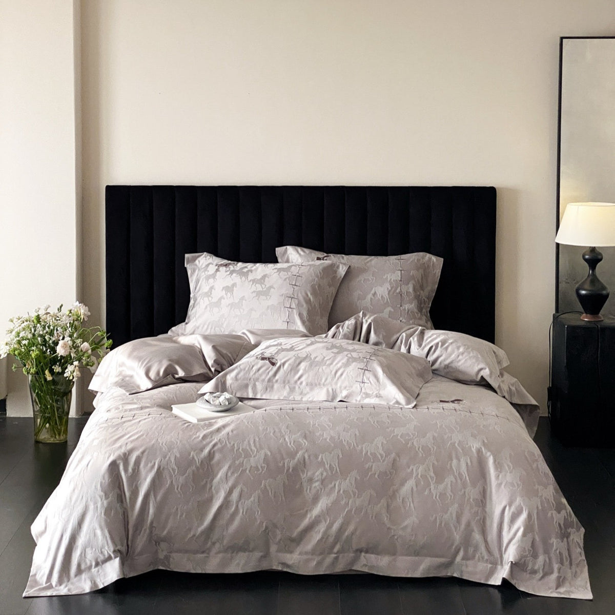 Pferd Jacquard Baumwollsatin Bettbezug Bettset